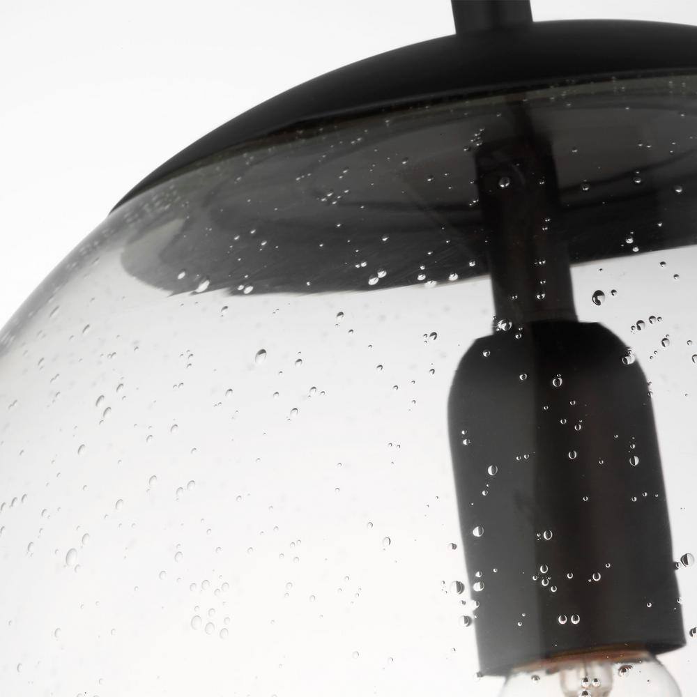 Midnight Black Globe Pendant Light with Clear Seeded Glass Shade