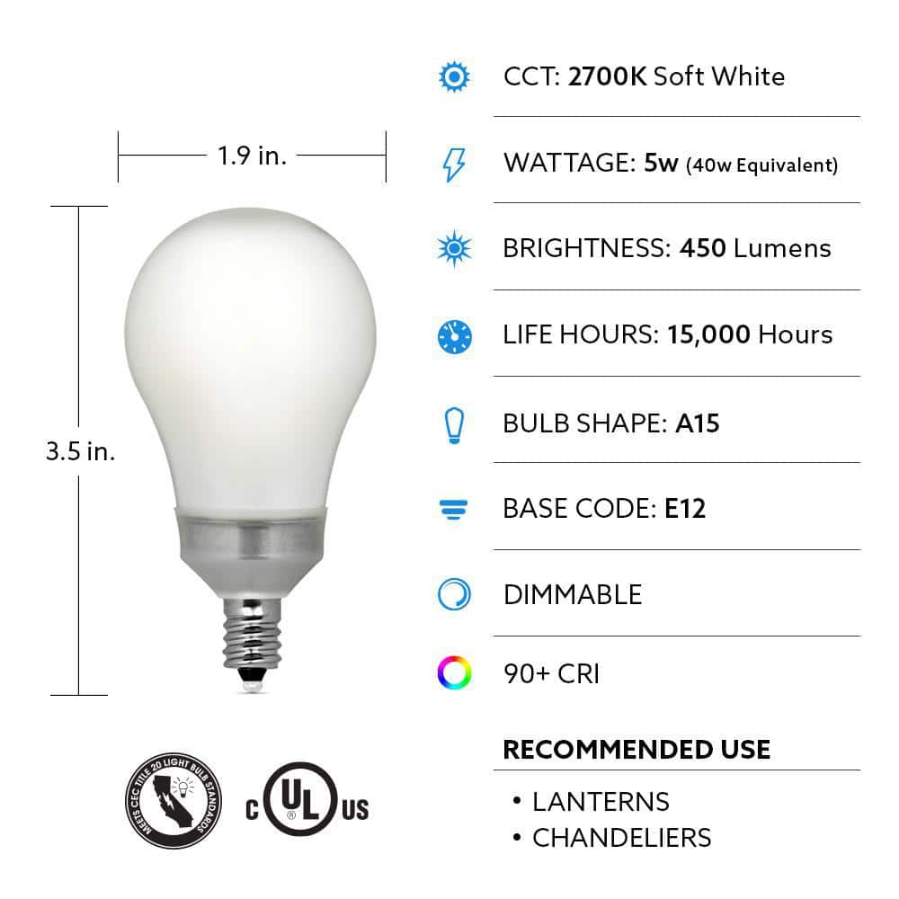 Feit Electric Soft White Frosted LED Bulbs, 40W Equivalent, 2-Pack