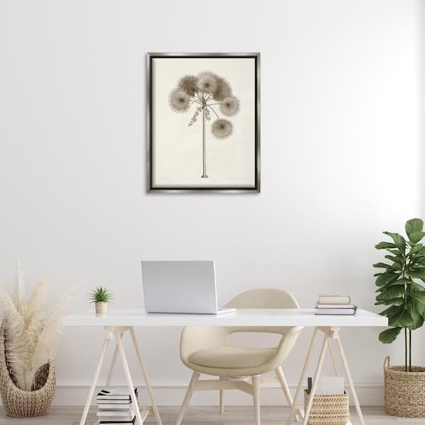 Vintage Study of Palm Tree by Phillipa Katz Gray Floater Frame Nature Graphic Art Print 31 in. x 25 in.