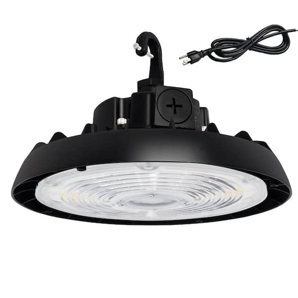10.24 in. Black 100/125/150W Integrated LED UFO High Bay Light 4000K/5000K Selectable with Cable Plug, up to 21000lLM