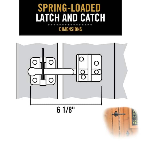 6.5 in. Black Galvanized Steel Spring Loaded Latch and Catch with Adjustable Cable