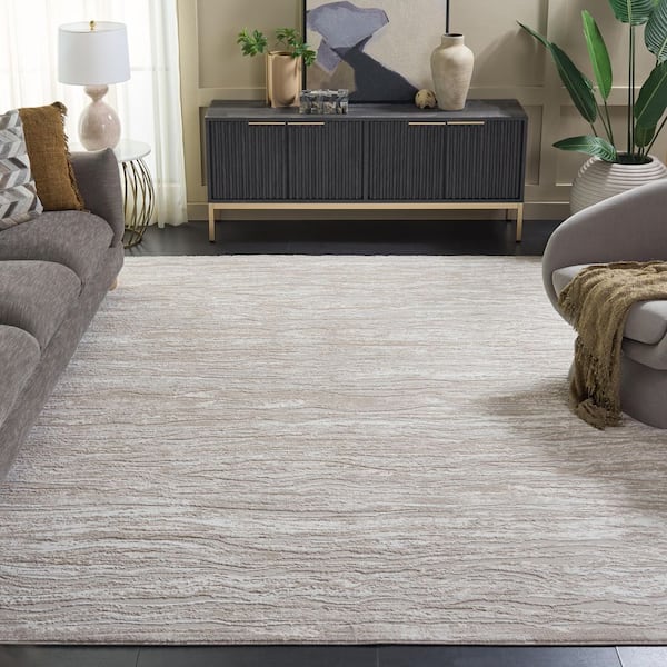 Carter 8 ft. x 10 ft. Ivory/Taupe High-Low Abstract Area Rug