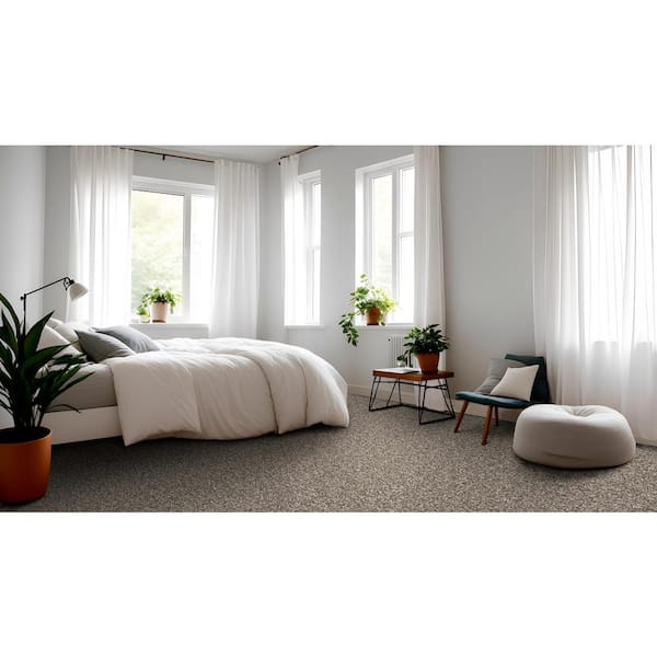 Piece Of Cake Pebble Beige 33 oz. Solution Dyed Polyester Texture Installed Carpet