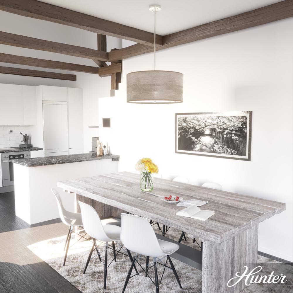 Solhaven 24'' Light Gray Oak & Brushed Nickel Modern Pendant Light