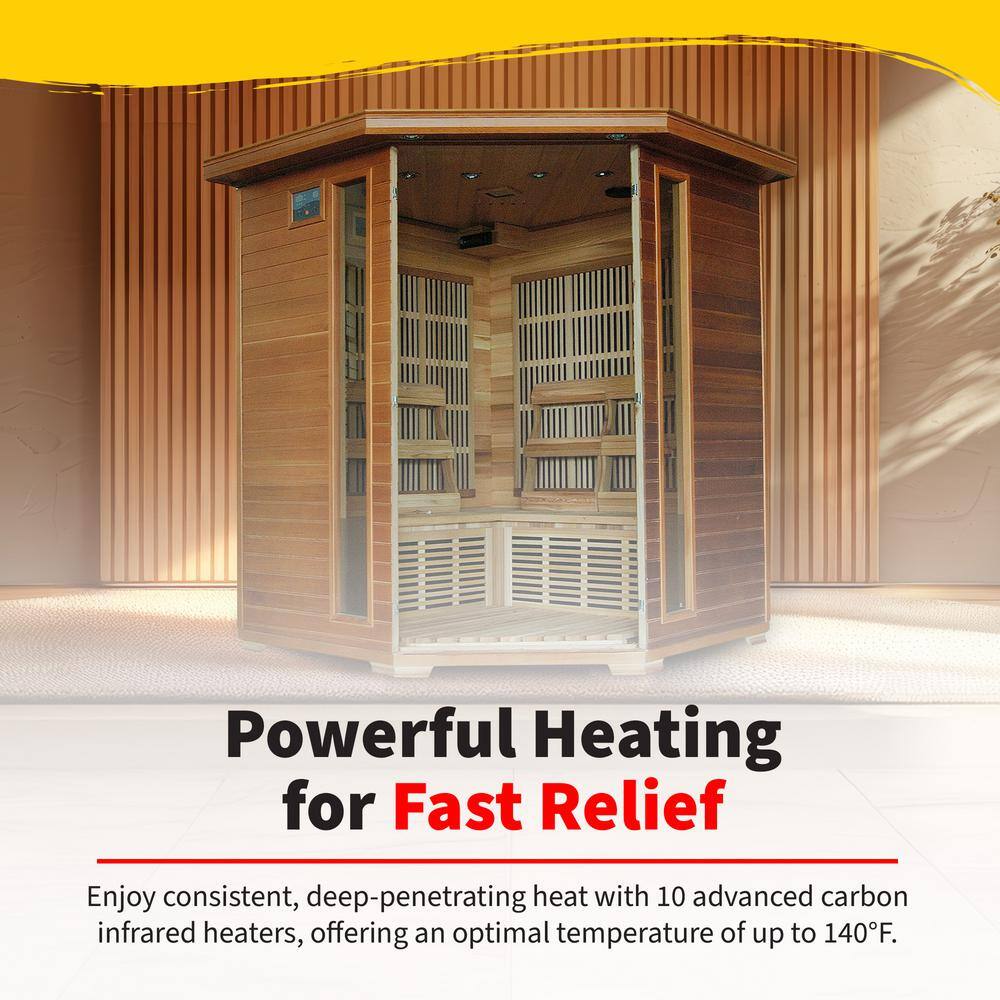Canadian Red Cedar 4-Person Corner Infrared Sauna
