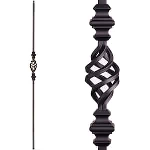 Satin Black 16.1.45-T Single Basket with Knuckles Hollow Iron Baluster for Staircase Remodel