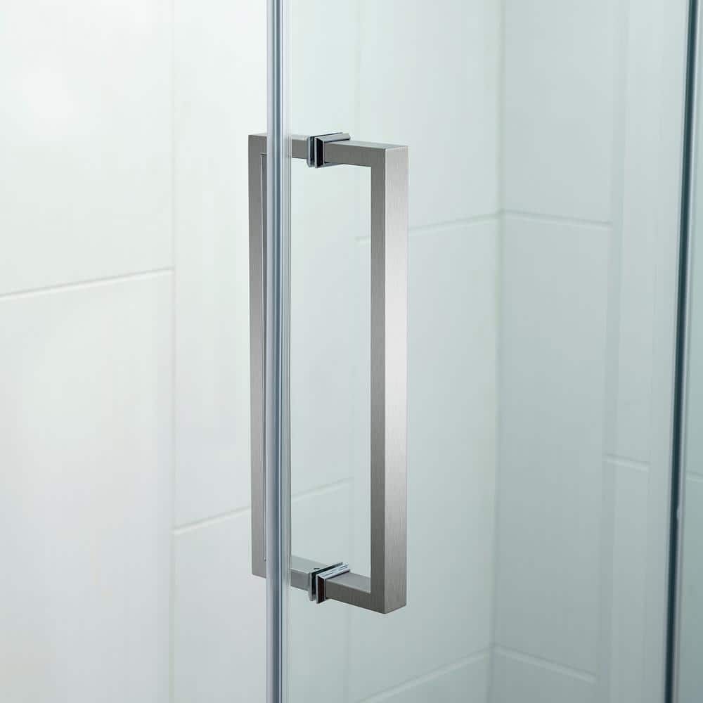 Brushed Nickel Frameless Sliding Shower Door with Clear Tempered Glass