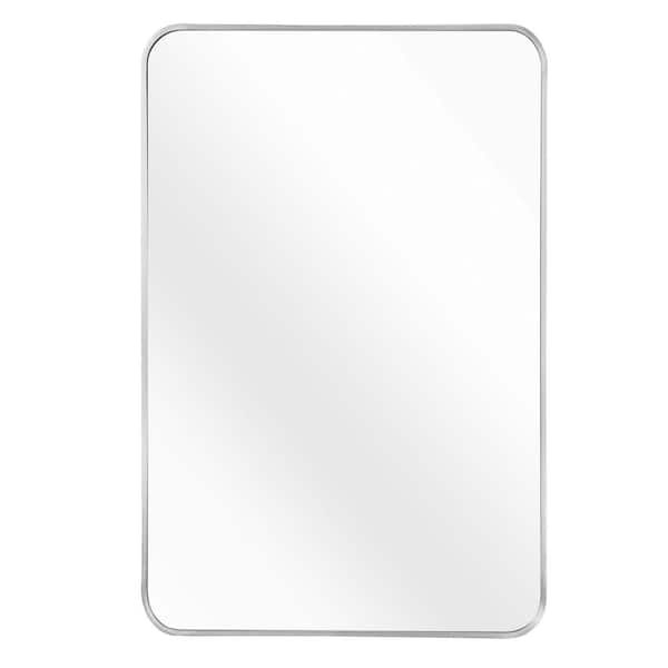 Unbranded 30 in. W x 40 in. H Rectangular Metal Framed Wall Bathroom Vanity Mirror in Silver