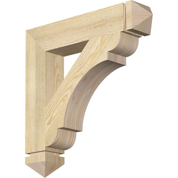 Ekena Millwork 4 in. x 22 in. x 22 in. Douglas Fir Olympic Arts and Crafts Rough Sawn Bracket