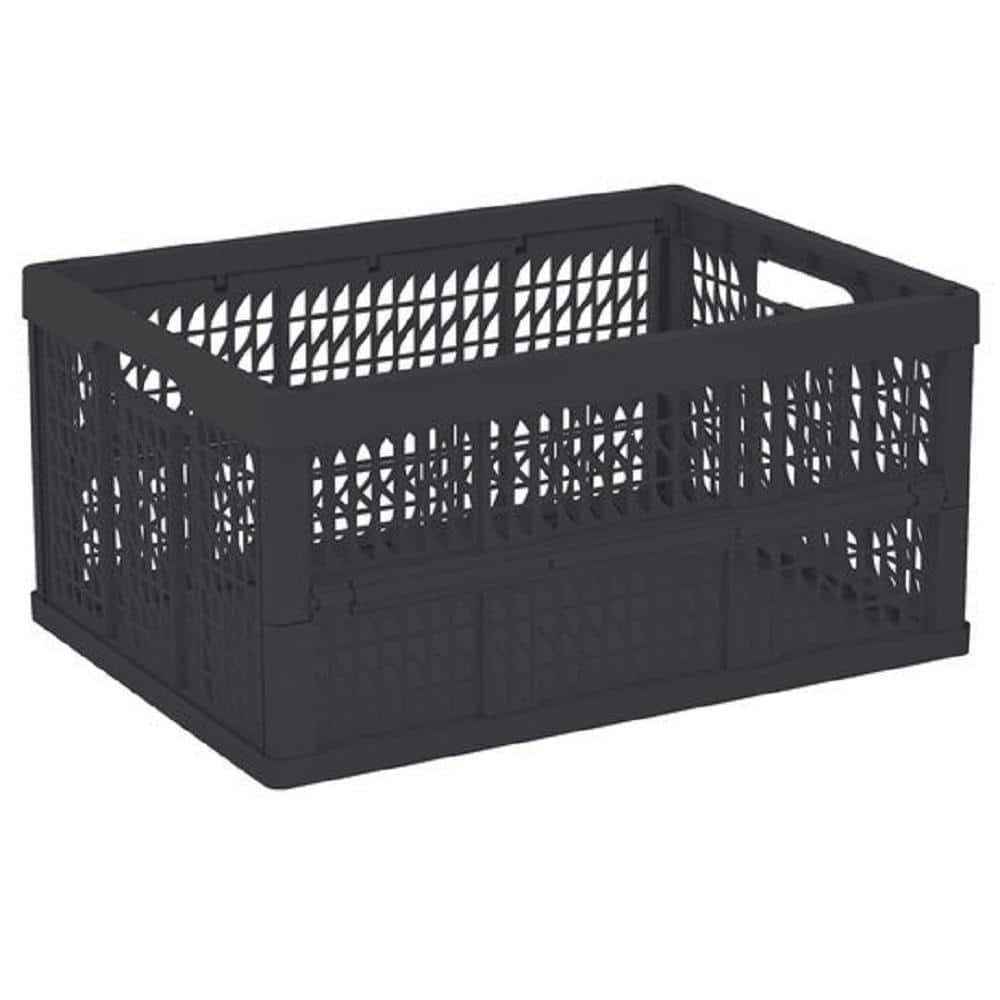 KIS All Purpose 33.8 Qt. Plastic Collapsible Crate in Black (2-Pack)  FG880430002 - The Home Depot