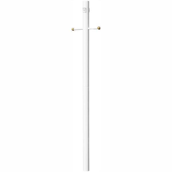 Hampton Bay 81 in. White Lamp Post with Cross Arm, Photo Eye and Outlet (2-Piece)