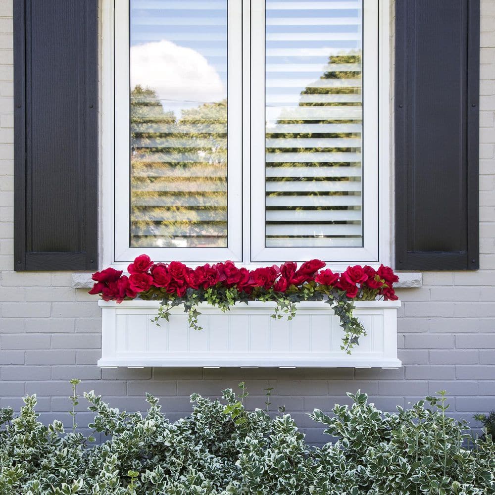 Cape Cod 48" White Polyethylene Self-Watering Window Box Planter