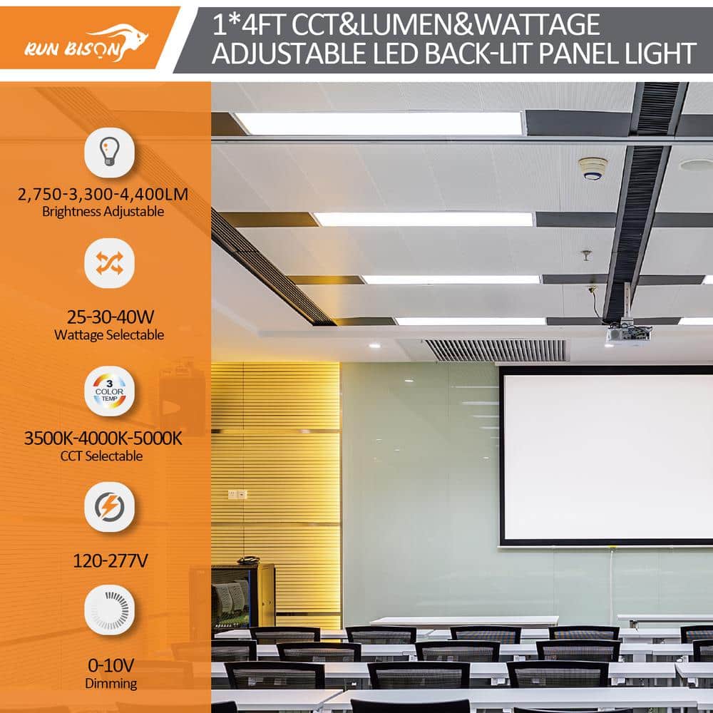 White Aluminum Dimmable LED Flat Panel Light 1x4 FT