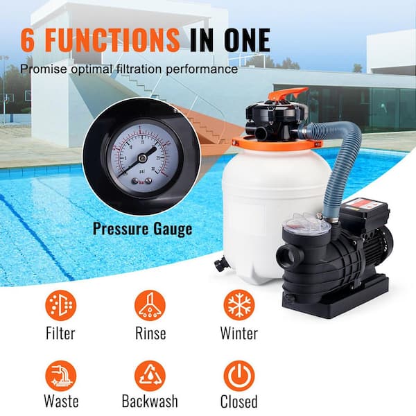 SKYSHALO Sand Filter Pump for Above Ground Pools 12in. 3000 GPH 1/2 HP 450sq.ft. Swimming Pool Pumps System and Filters Combo Set MGYCSLBYCTFDG4UYPV1-S303