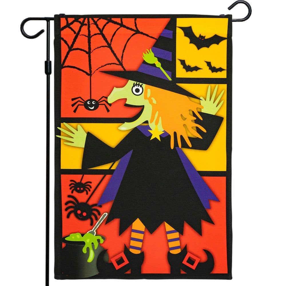 1 ft. x 1.5 ft. Polyester Witch, Bats, and Spiders Garden Flag 2-Sided Printed price history on PriceWatchPro