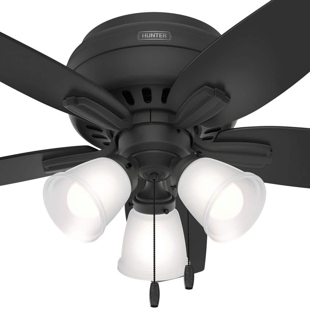 42" Matte Black Low Profile Ceiling Fan with LED Light