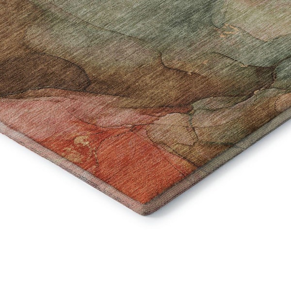 Mayfield Premium Machine Washable Abstract AMF1781 Coral 9 ft. x 12 ft. Area Rug