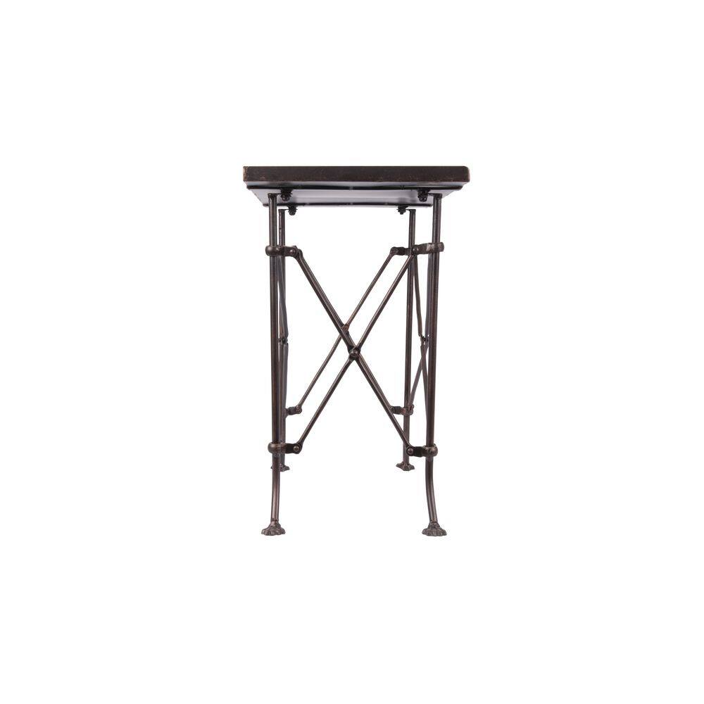Rustic Bronze-Finish Metal Accent Table with Claw Feet