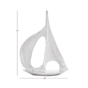 6 in. x 37 in. Silver Aluminum Sail Boat Sculpture