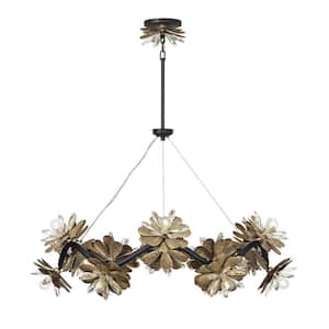 Giselle 26.5 in. H x 46 in. W 24-Light Delphine Shabby Chic Chandelier with Faceted Crystal Flower Petals