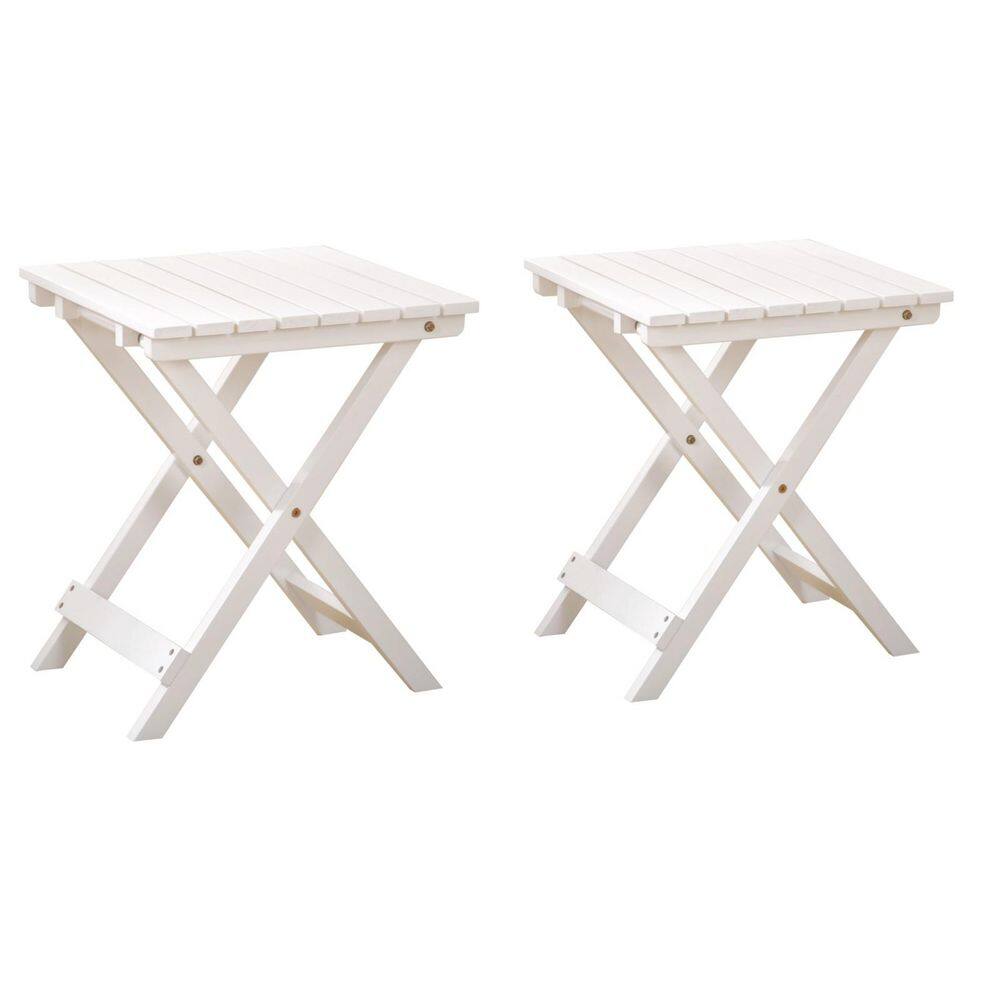 Hngilkoo Outdoor Patio Side Table Set of 2 Small Wood End Square Table ...