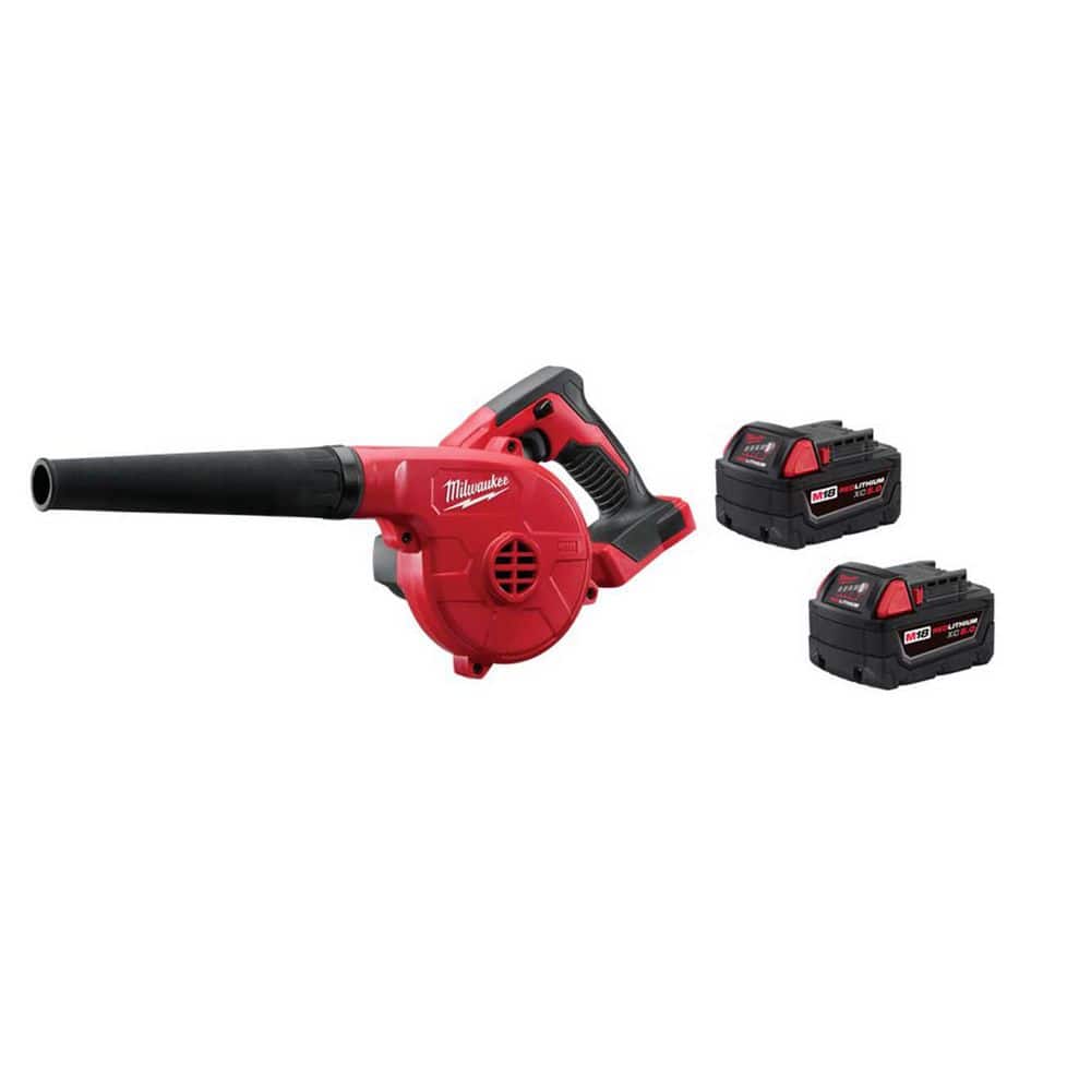 Milwaukee M18 18V Lithium-Ion Cordless Compact Blower w/ (2) M18 5.0 Ah Batteries 0884-20-48-11-1852B