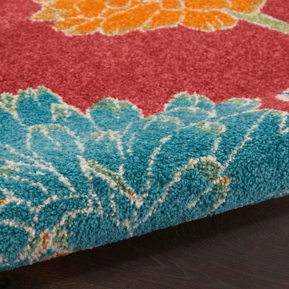 Allur Floral Essence Red Multicolor 5'3" x 7'3" Synthetic Area Rug