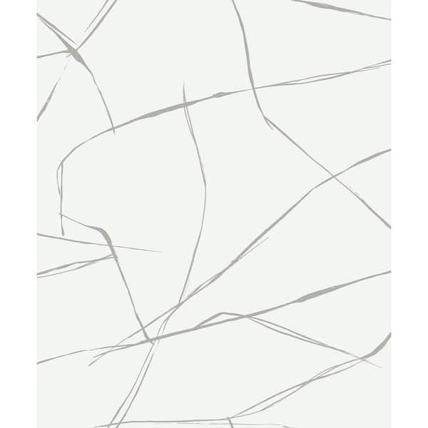 Seabrook Designs Modern White Astratto Abstract Unpasted Paper Nonwoven Wallpaper Roll 57.5 sq. ft.