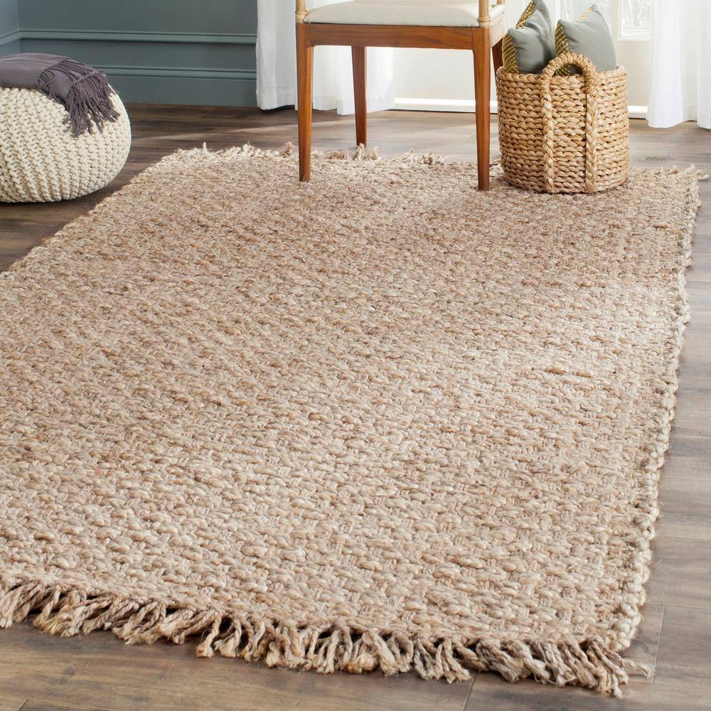Handwoven Braided Jute Natural 6' Square Area Rug