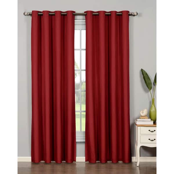 Bella Luna Semi-Opaque Emma Microfiber Extra Wide 95 in. L Room Darkening Grommet Curtain Panel Pair, Burgundy (Set of 2)