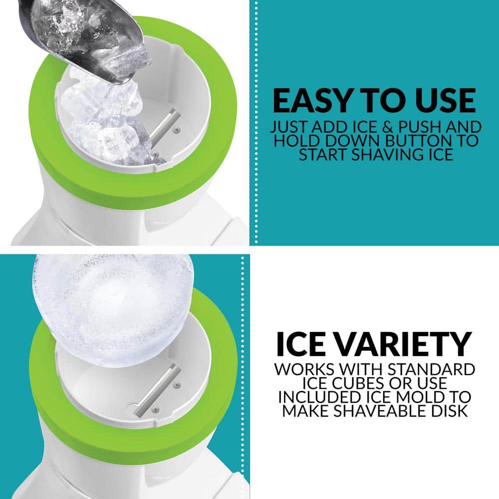White and Green Stainless Steel Countertop Snow Cone Maker