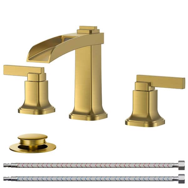Forious pro 8 in. Widespread Double-Handle Bathroom Faucet with Pop-Up Drain 3-Hole Vanity Sink Faucet in Brushed Gold