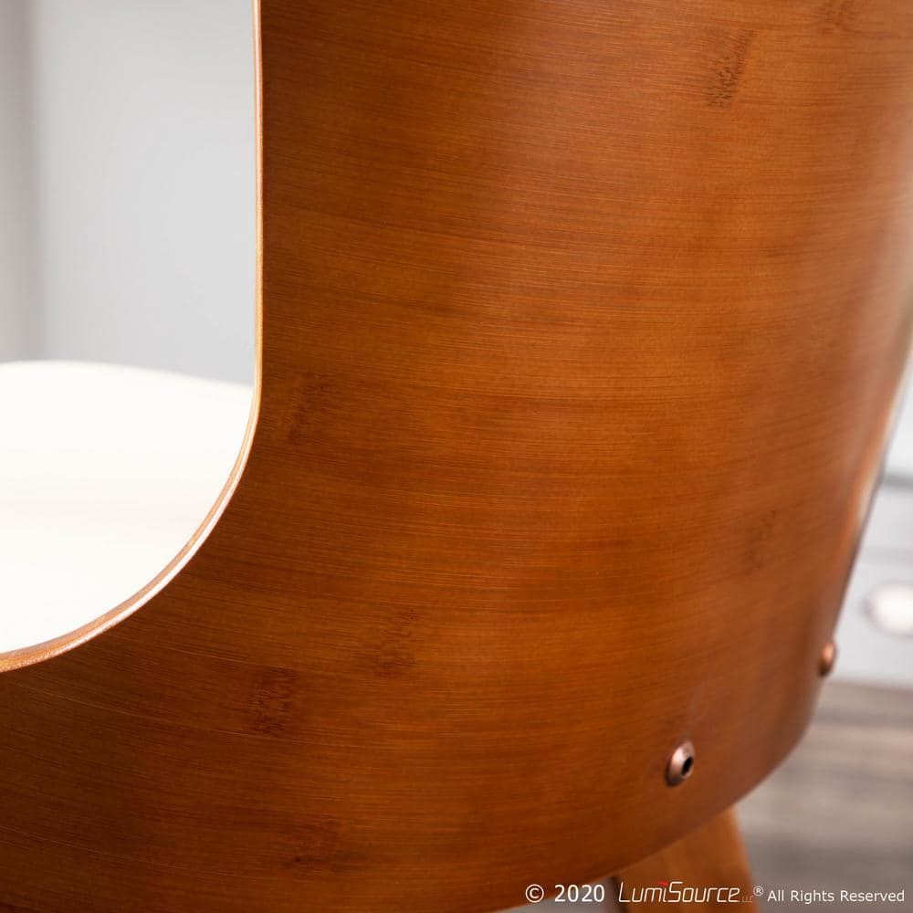 Walnut and Cream Faux Leather High Side Chair with Mid-Century Charm