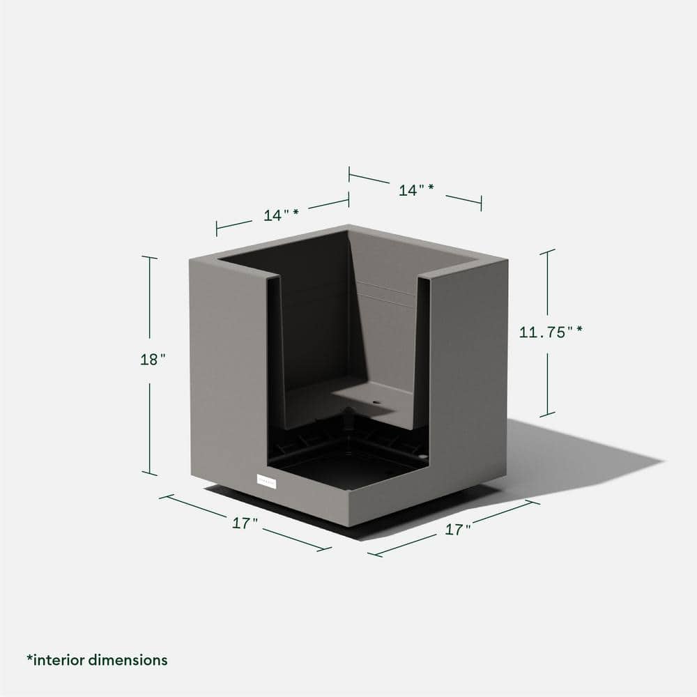 Modern Cube Planter for Outdoor and Indoor Spaces - Gray