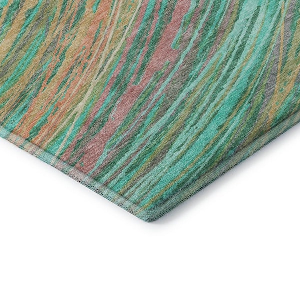 Mayfield Premium Machine Washable Abstract AMF2094 Teal 10 ft. x 14 ft. Area Rug
