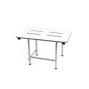 32 in. x 16 in. Rectangular Phenolic Slotted Folding Shower Seat with Adjustable Legs in White - ADA Compliant