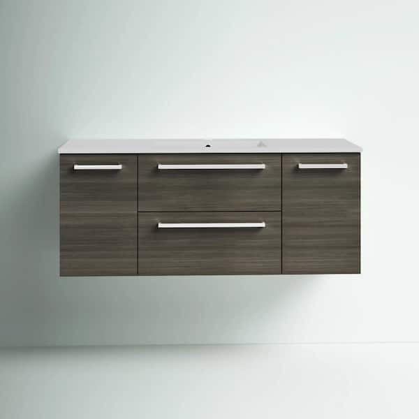 Cutler Kitchen and Bath Silhouette 48 in. W x 18 in. D x 20 in. H Single Sink Wall Bathroom Vanity in Zambukka with Cultured Marble Top in White