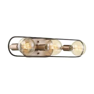 Chassis 24 in. 3-Light Copper Brushed Brass/Matte Black Vanity Light with No Shade