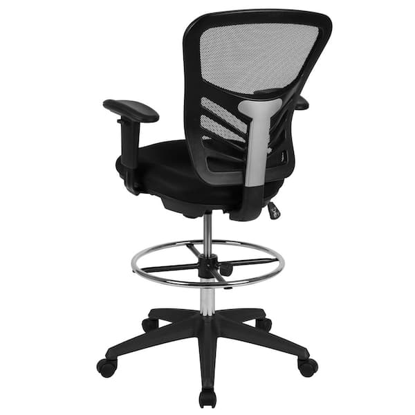 MAYKOOSH Black Flip-Top Ergonomic Mesh Drafting Swivel Desk Chair Lumbar  Support, Height Adjustable with Foot Ring 24860 - The Home Depot