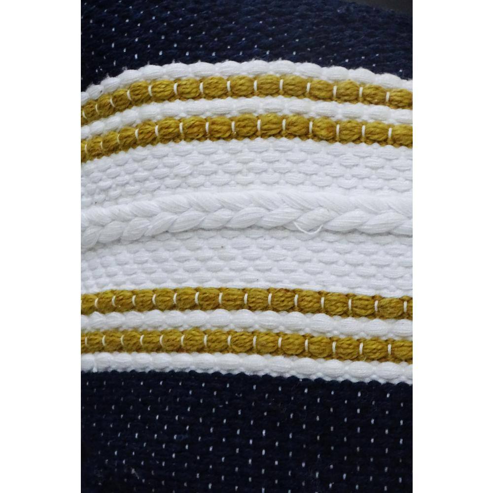 Navy and White Embroidered Square Indoor Outdoor Pillow