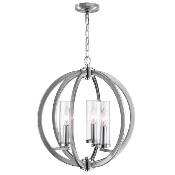 CWI Lighting Elton 3 Light Chandelier With Satin Nickel Finish