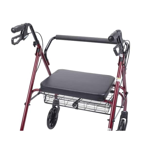 Drive Medical Duty Bariatric Rollator Rolling Walker with Large Padded Red 10215RD-1 - The Home