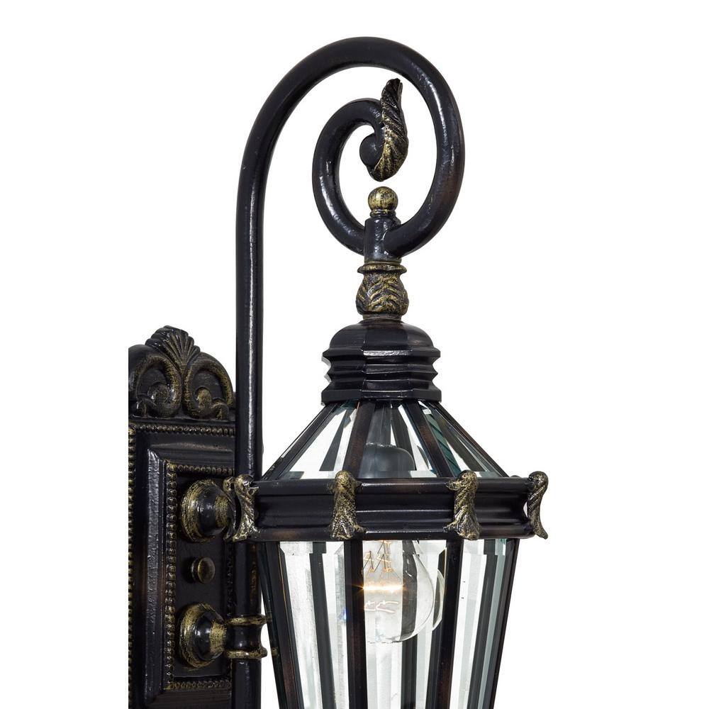 Heritage Gold and Black Outdoor Wall Lantern Sconce with Clear Glass
