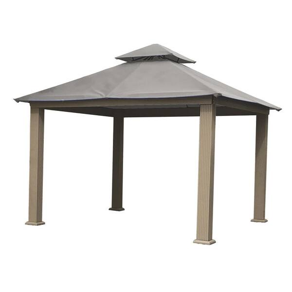 Unbranded 14 ft. x 14 ft. ACACIA Aluminum Gazebo with Mist Gray Canopy