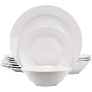 Blanca Court 12 Piece Round Ceramic Dinnerware Service Set For 4 in White