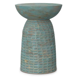 Boyd 13 in. W Teal Wash Wooden Accent Table