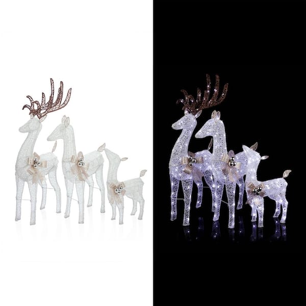 Alpine 25 in. White Mesh Holiday Decor Reindeer Family of 3 with ...