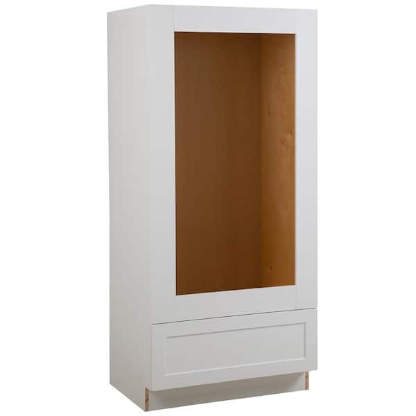 Cambridge Shaker Ready-to-Assemble 33x84x24.5 in. Base Double Oven Cabinet w/ 2 Soft Close Doors & Drawer in White Cambridge Shaker Ready-to-Assemble 33x84x24.5 in. Base Double Oven Cabinet w/ 2 Soft Close Doors & Drawer in White