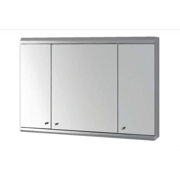 Garrido Bros. and Co. Catalonia 31-1/2 in. W x 21-3/4 in. H x 5-1/8 in. D Frameless Stainless Steel Tri-Door Bathroom Medicine Cabinet