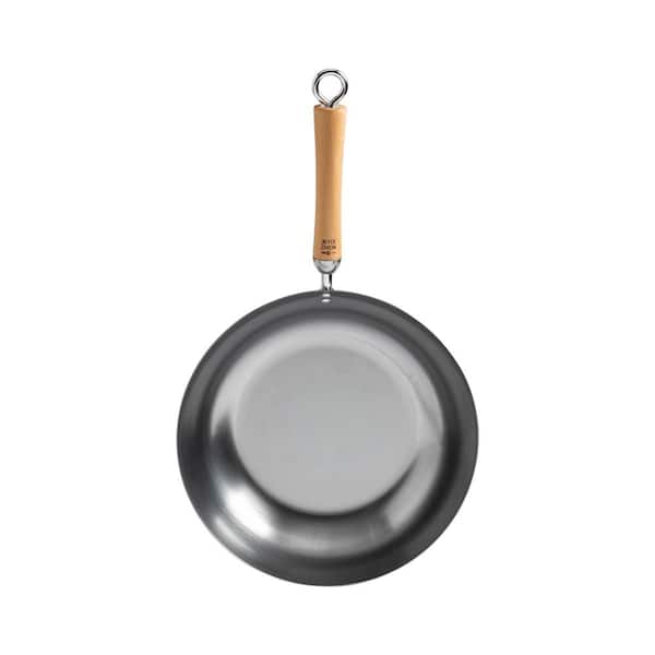 JOYCE CHEN Joyce Chen 12 in. Silver Carbon Steel Stir-Fry Pan with Birchwood Handle